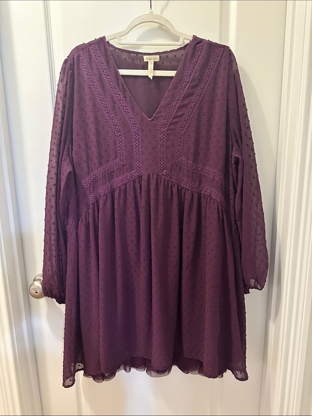 Matilda Jane Plum V-Neck Swiss Dot Babydoll Tunic
